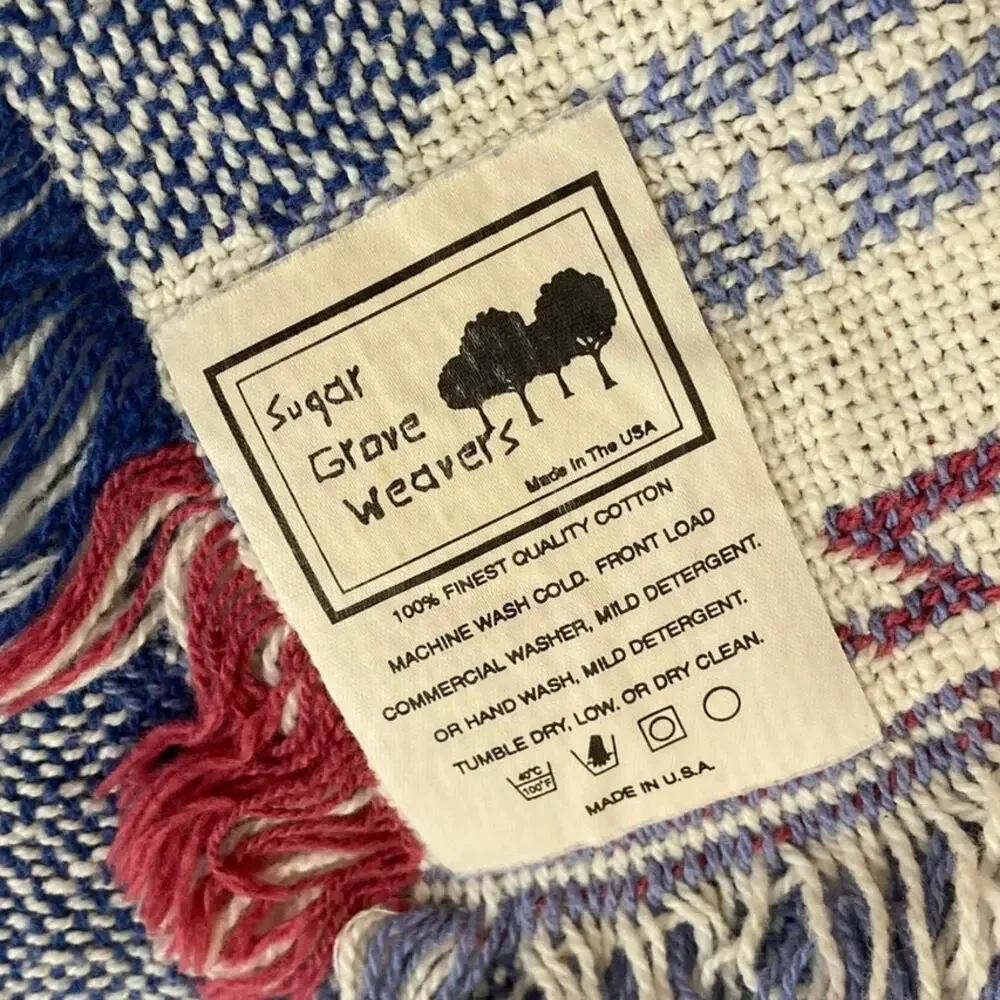 Vintage Woven Throw Blanket Baby Sleep Moon Counting Sheep Fringe 54x43 Afghan